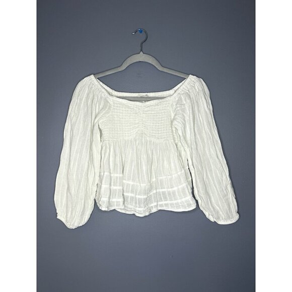 American Eagle Balloon Sleeve Smocked Corset Style Top Sz S Coquette Cottagecore - Picture 1 of 10
